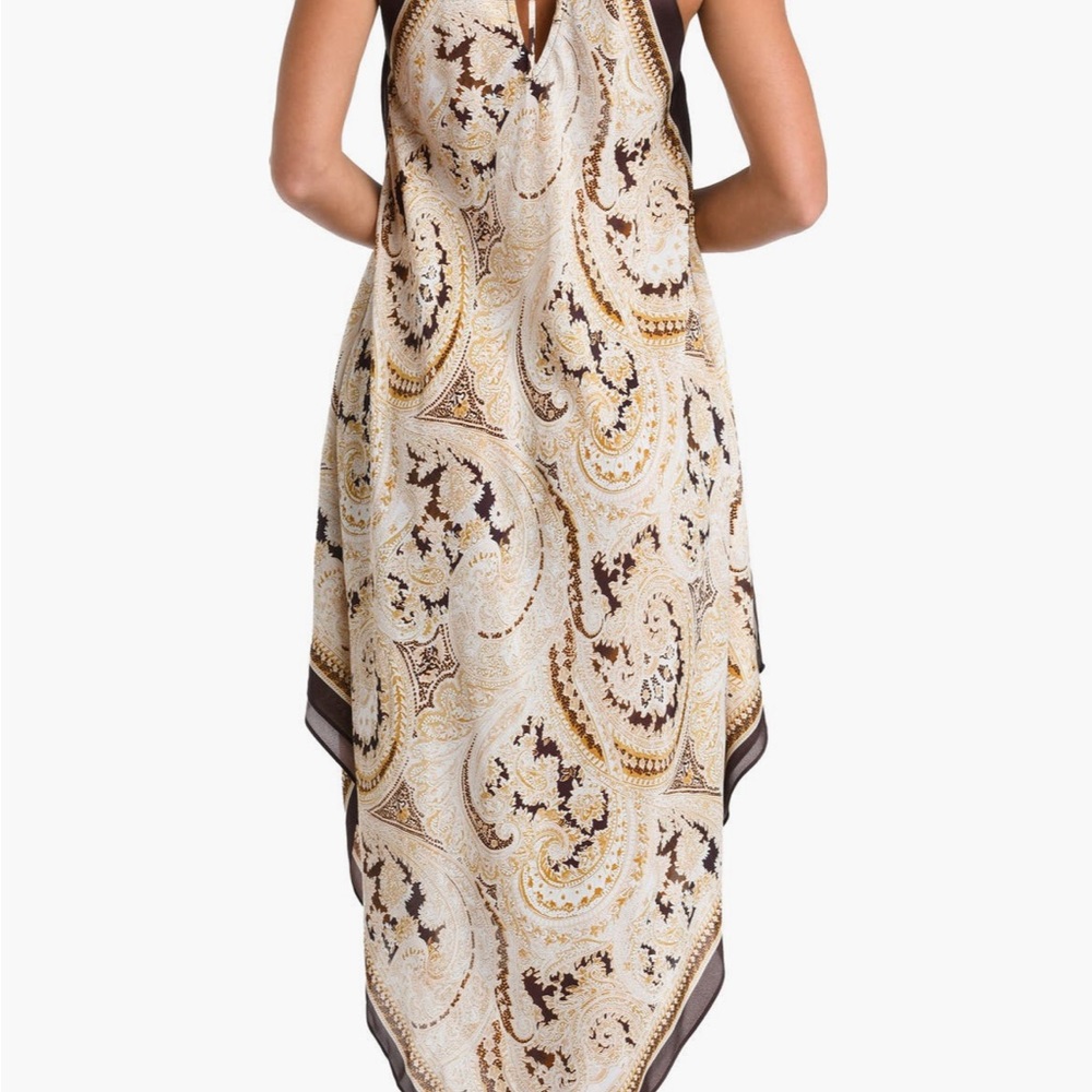 L'AGENCE Paisley Print Scarf in Cream and Brown - Picture 2 of 5